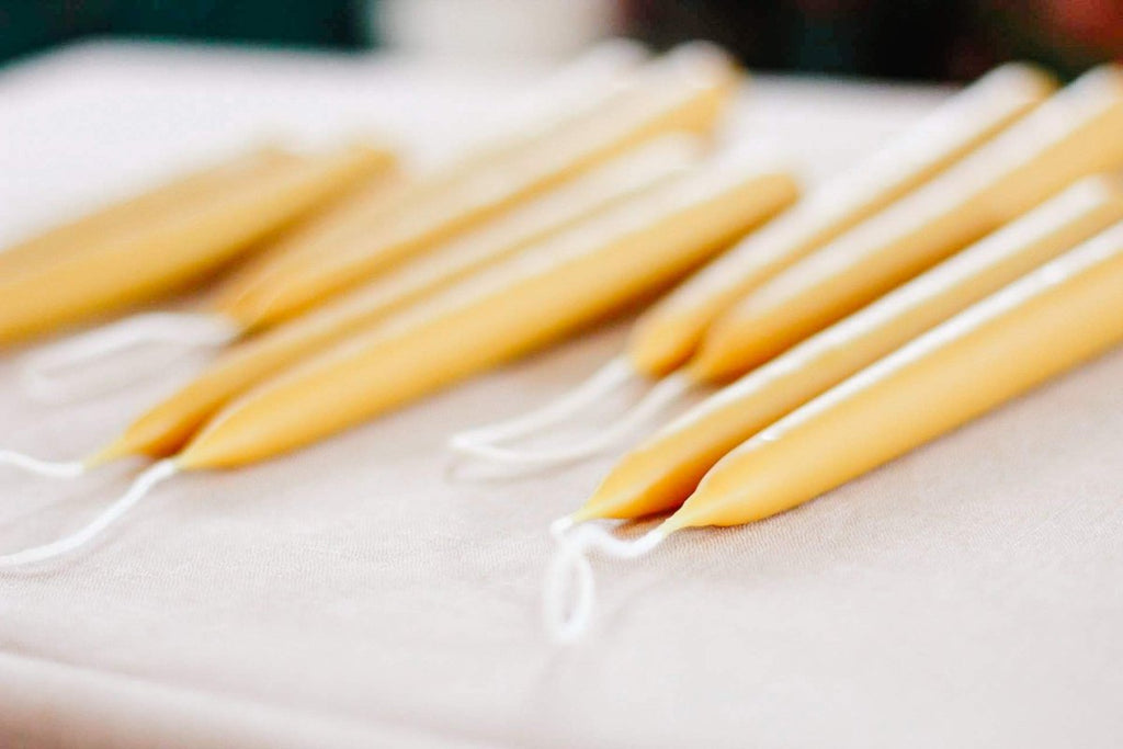 Hand Dipped Taper Beeswax Candlestick Pair - The Buzzy Bee Co.
