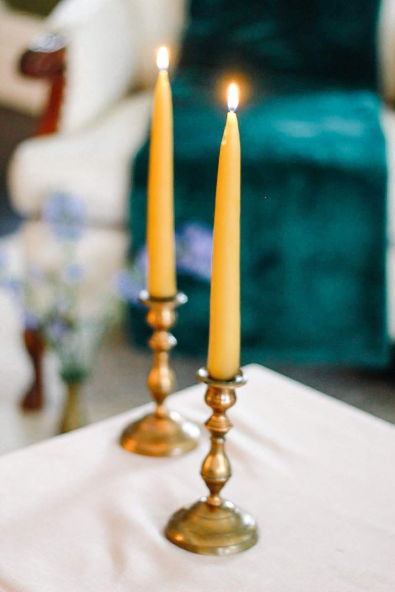 Hand Dipped Taper Beeswax Candlestick Pair - The Buzzy Bee Co.