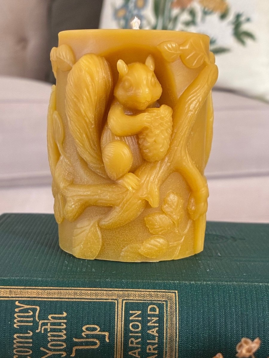 Squirrel Pillar Beeswax Candle - The Buzzy Bee Co.